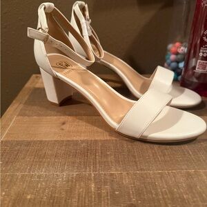 Elegant White Block Heel Sandals